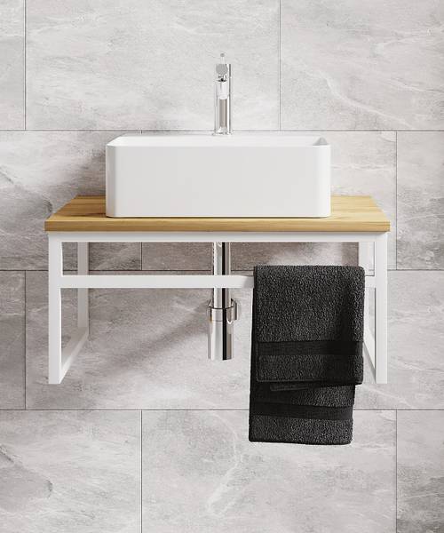 Mobile sottolavabo singolo Bitila Effetto quercia / Bianco