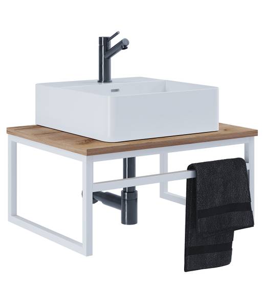 Mobile sottolavabo singolo Bitila Effetto quercia / Bianco