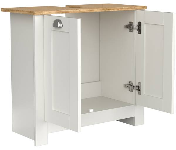 Mobile sottolavabo Balusa 2 ante Bianco / Effetto rovere