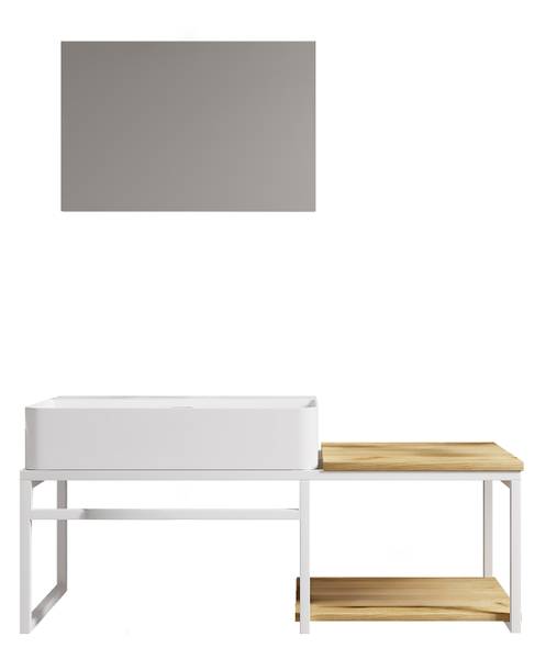 Set di 2 specchi da bagno Bitila A Effetto quercia / Bianco