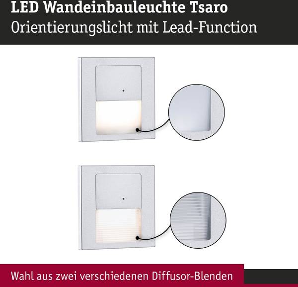 LED-Einbauleuchte Tsaro mit Sensor Kunststoff - Chrom