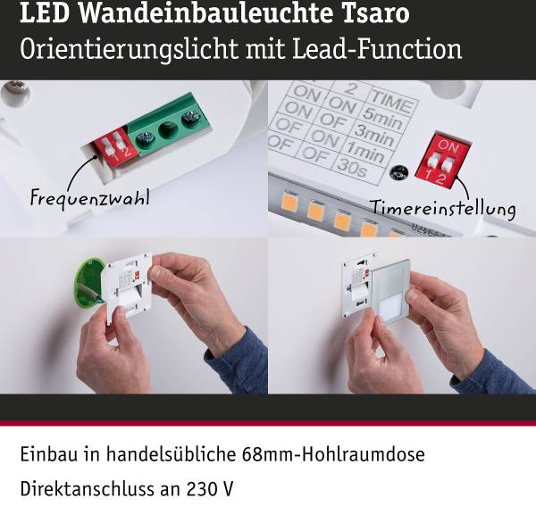 LED-Einbauleuchte Tsaro mit Sensor Kunststoff - Chrom