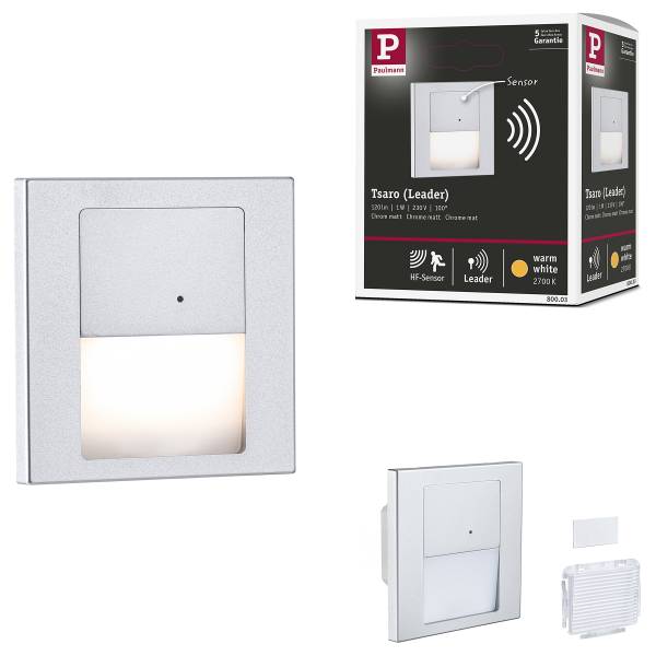 LED-Einbauleuchte Tsaro mit Sensor Kunststoff - Chrom