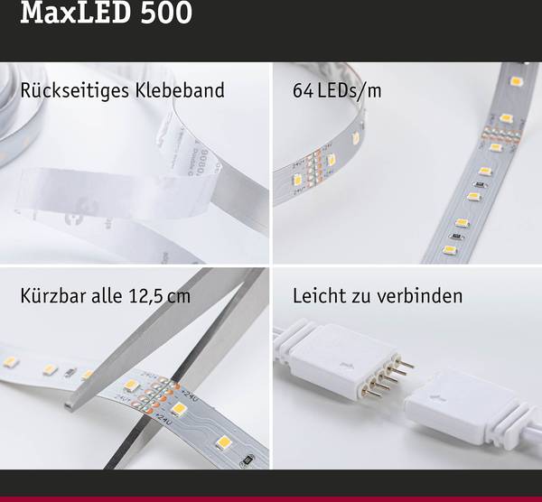 LED-Strip MaxLED 500 Kunststoff - Silber - Breite: 100 cm - 1er Set - Warmweiß