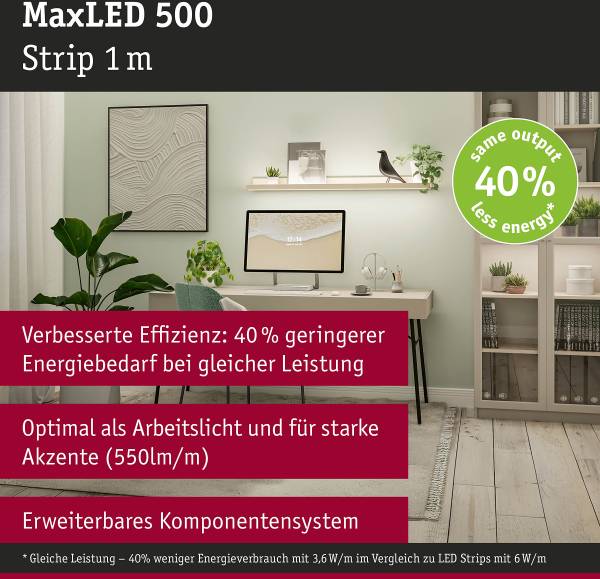 LED-Strip MaxLED 500 Kunststoff - Silber - Breite: 100 cm - 1er Set - Warmweiß