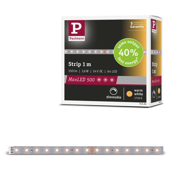 LED-Strip MaxLED 500 Kunststoff - Silber - Breite: 100 cm - 1er Set - Warmweiß