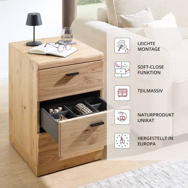 Cassettiera con ruote Maguna effetto frassino