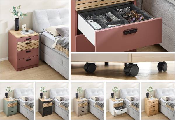 Cassettiera con ruote Maguna effetto frassino