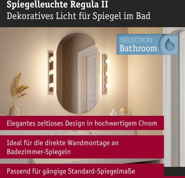 Wandleuchte Regula II Typ A Aluminium - Chrom - Flammenanzahl: 3