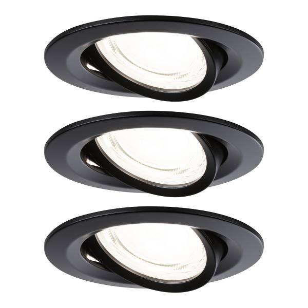 Einbauleuchte Nova Coin Aluminium - Schwarz - 3er Set - Universalweiß