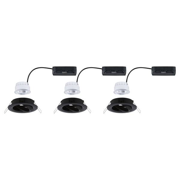 Einbauleuchte Nova Coin Aluminium - Schwarz - 3er Set - Universalweiß