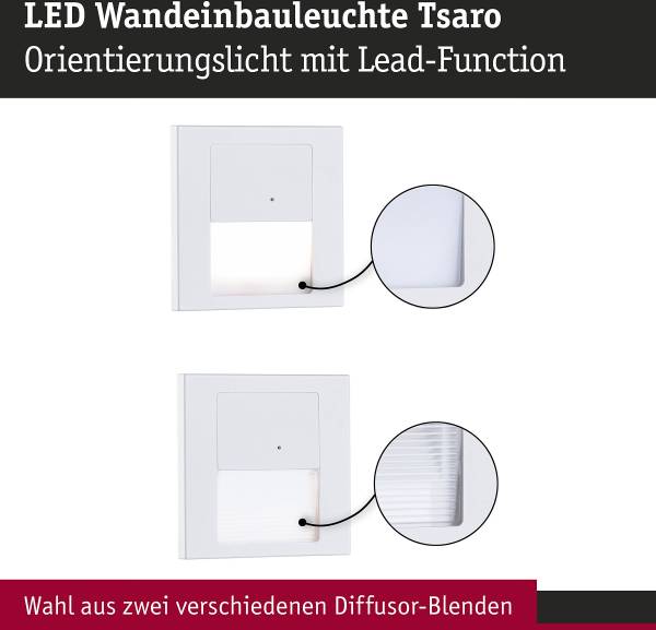 LED-Einbauleuchte Tsaro mit Sensor Kunststoff - Weiß