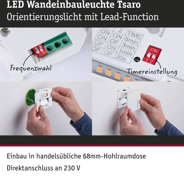 LED-Einbauleuchte Tsaro mit Sensor Kunststoff - Weiß