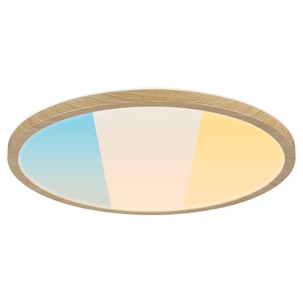 Plafonnier LED Atria Shine WS Rond Plastique - Imitation chêne