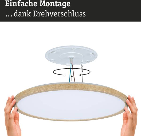Plafonnier LED Atria Shine WS Rond Plastique - Imitation chêne