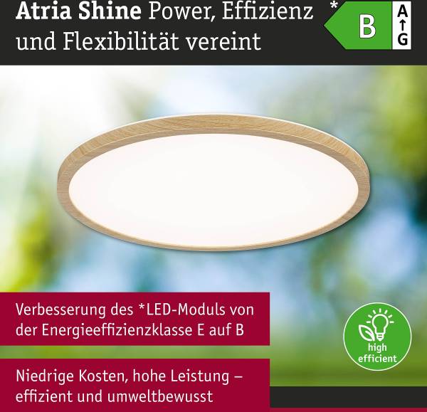 Plafonnier LED Atria Shine WS Rond Plastique - Imitation chêne