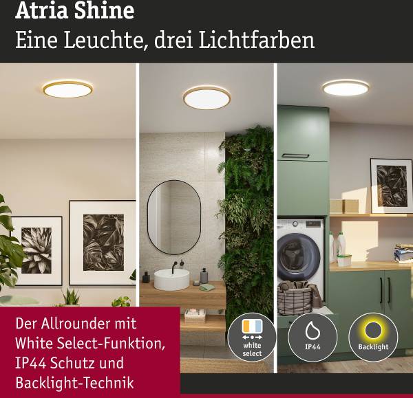 Plafonnier LED Atria Shine WS Rond Plastique - Imitation chêne