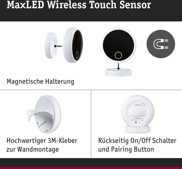 Interrupteur tactile MaxLED Plastique blanc / noir