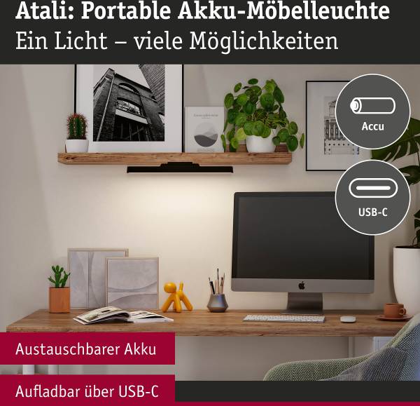 LED-Möbelleuchte Atali Kunststoff - Schwarz