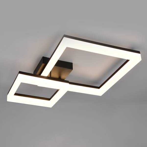 LED-plafondlamp Camino met 2 vierkanten acrylglas/ijzer - 1-lichts - zwart