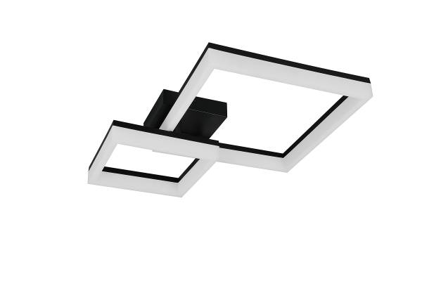 LED-plafondlamp Camino met 2 vierkanten acrylglas/ijzer - 1-lichts - zwart