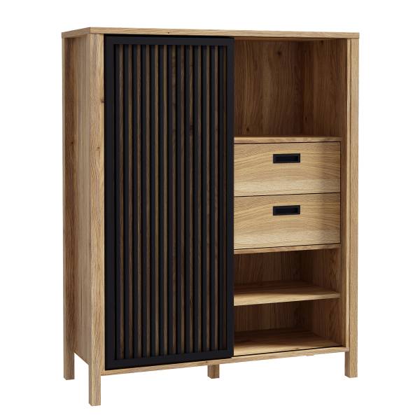 Highboard Canila - Breite 103 cm Eiche Mauvella Dekor / Schwarz
