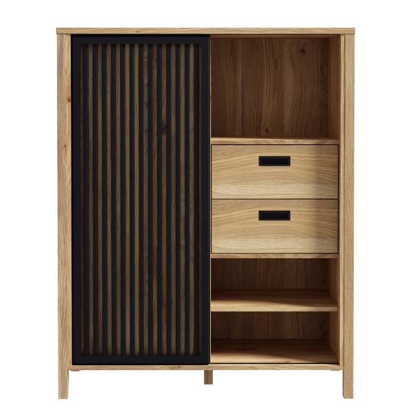 Highboard Canila - Breite 103 cm Eiche Mauvella Dekor / Schwarz