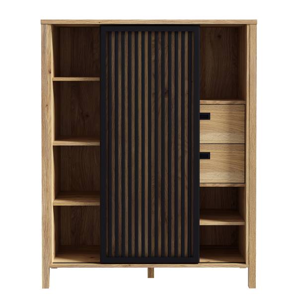 Highboard Canila - Breite 103 cm Eiche Mauvella Dekor / Schwarz