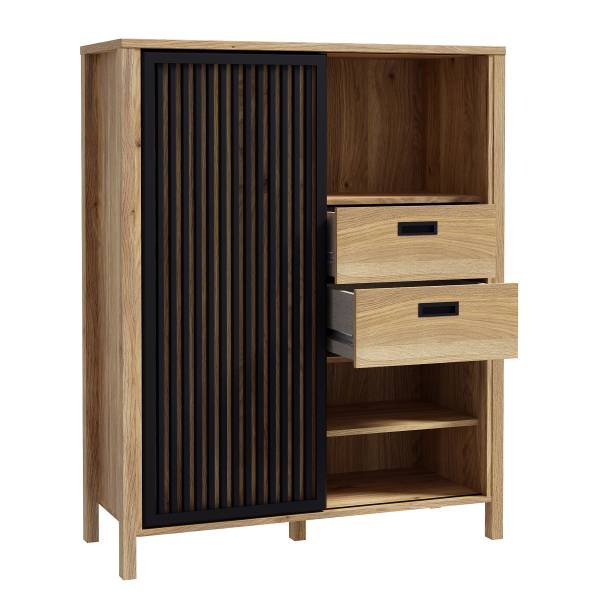 Highboard Canila - Breite 103 cm Eiche Mauvella Dekor / Schwarz