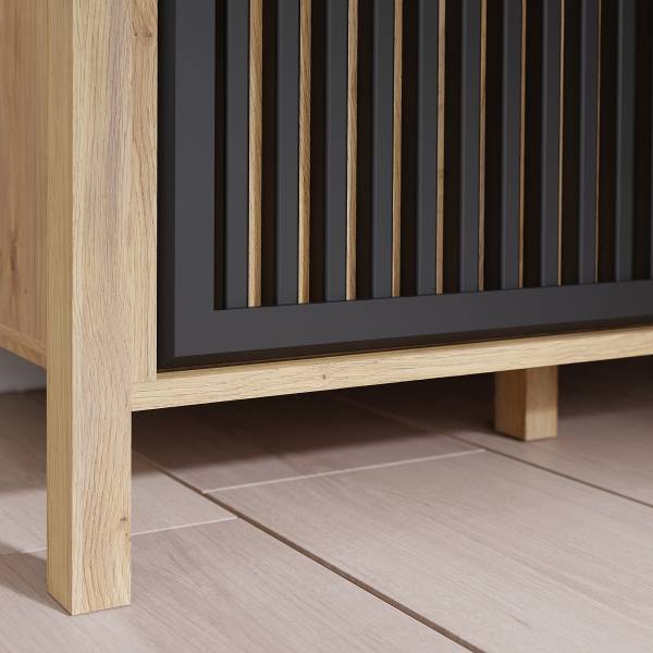 Highboard Canila - Breite 103 cm Eiche Mauvella Dekor / Schwarz