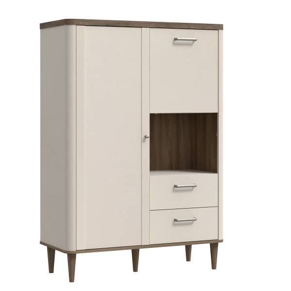 Credenza Melima - larga 100 cm Cashmere / Effetto rovere