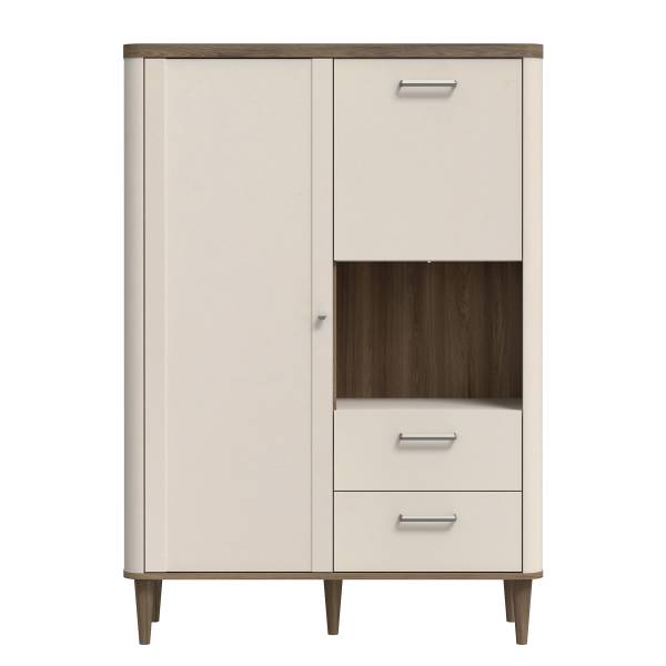 Credenza Melima - larga 100 cm Cashmere / Effetto rovere