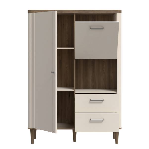 Credenza Melima - larga 100 cm Cashmere / Effetto rovere