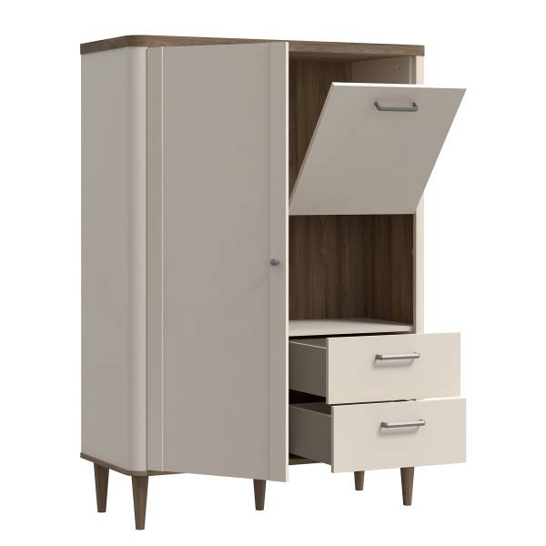 Credenza Melima - larga 100 cm Cashmere / Effetto rovere
