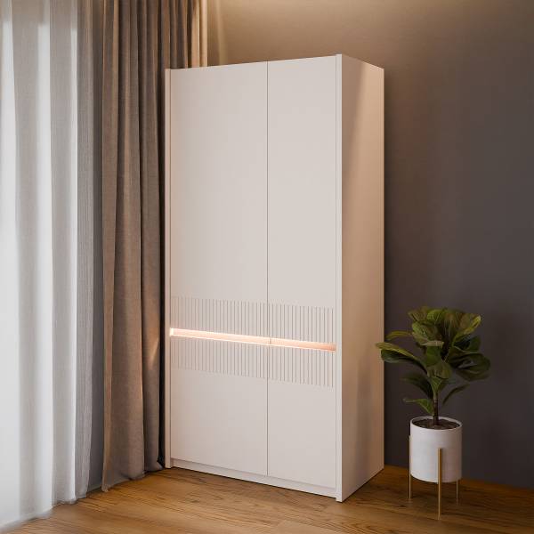 Beleuchteter Garderobenschrank Labuho Eiche Mauvella Dekor / Kaschmir