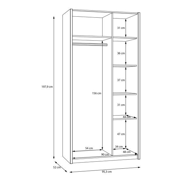 Beleuchteter Garderobenschrank Labuho Eiche Mauvella Dekor / Kaschmir