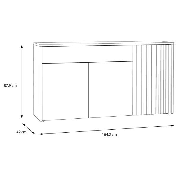 Sideboard Kitugu Eiche Artisan Dekor / Grau