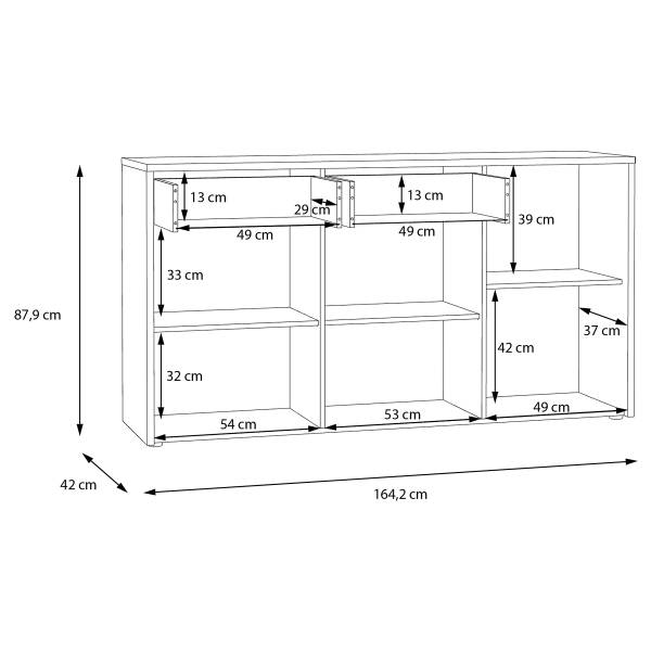Sideboard Kitugu Eiche Artisan Dekor / Grau