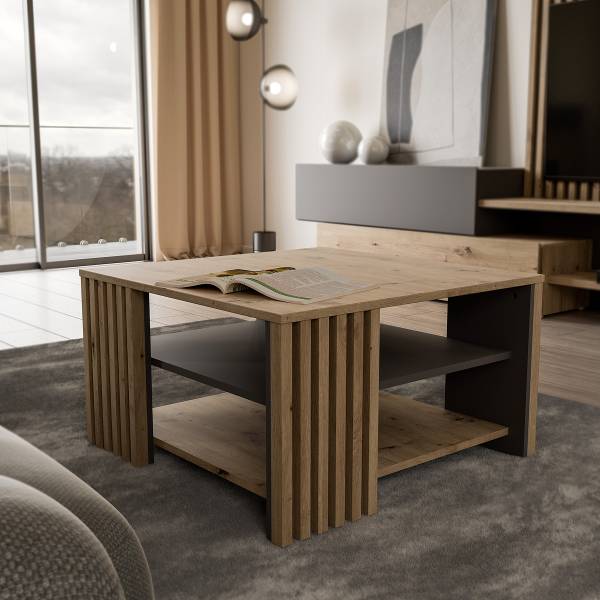 Tavolino da salotto Kitugu Effetto rovere / grigio