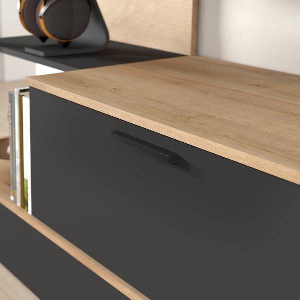 Wandmeubel Cuxín Riviera eikenhouten look/zwart