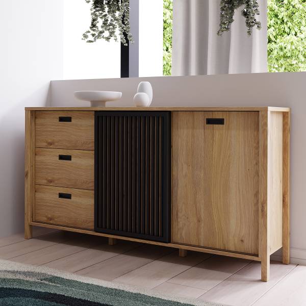 Sideboard Canila Eiche Mauvella Dekor / Schwarz