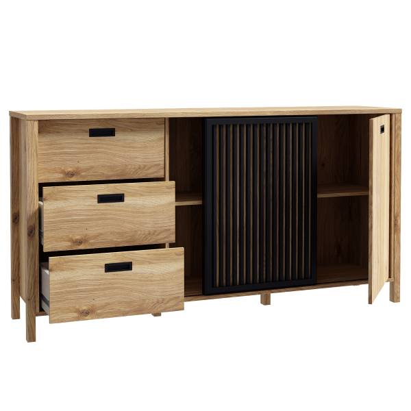 Sideboard Canila Eiche Mauvella Dekor / Schwarz