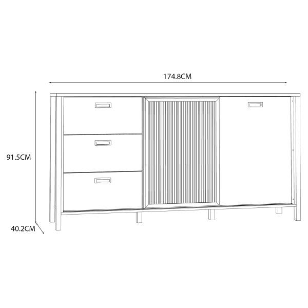Sideboard Canila Eiche Mauvella Dekor / Schwarz