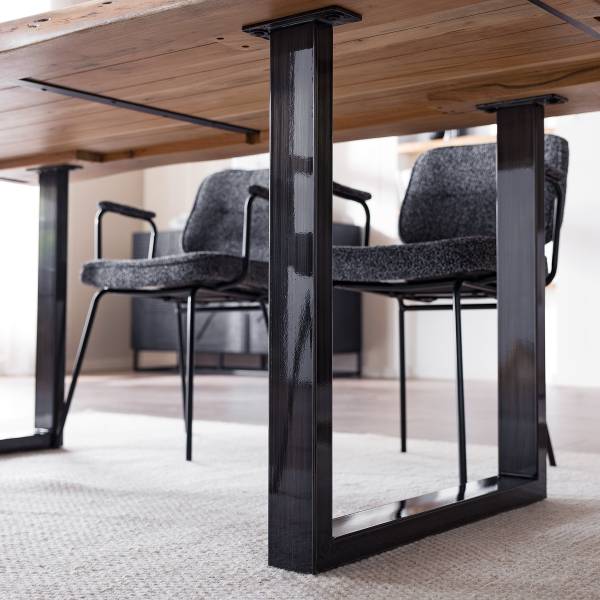 Tavolo in legno massello KAPRA Acacia Marrone - 200 x 100 cm - Vintage Metal - U-forma - Spessore del piano del tavolo: 5 cm