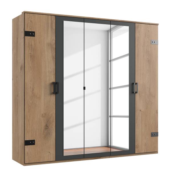 Drehtürenschrank Stockholm Typ B Plankeneiche Dekor / Graphit