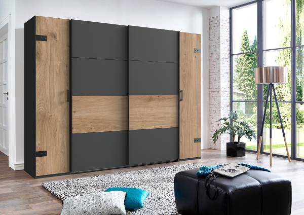 Armadio Stockholm B Nero - Marrone - Quercia - 272 x 208 x 65 cm