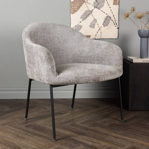 Poltrona lounge Catania Grigio - Bouclé - Acciaio - 85 x 88 x 80 cm