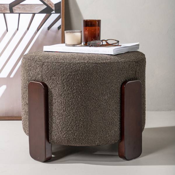 Pouf Coffey Gris - Bouclé
