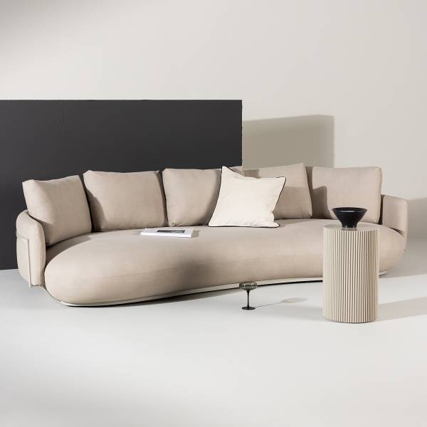 Divano a 3 posti Stellar Beige - Tessuto - Acciaio - 275 x 58 x 113 cm