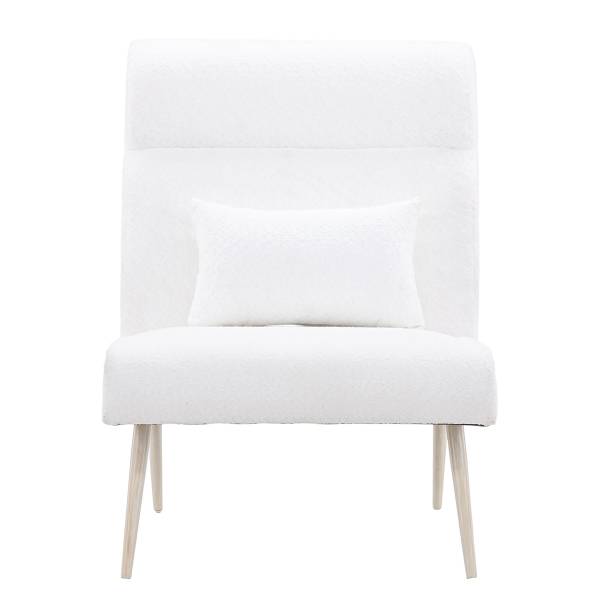 Loungesessel Bloom Weiß - Teddystoff - Stahl - 70 x 95 x 89 cm